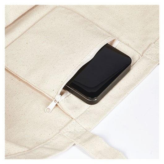 Large Canvas Shopper Bag Pocket Phone